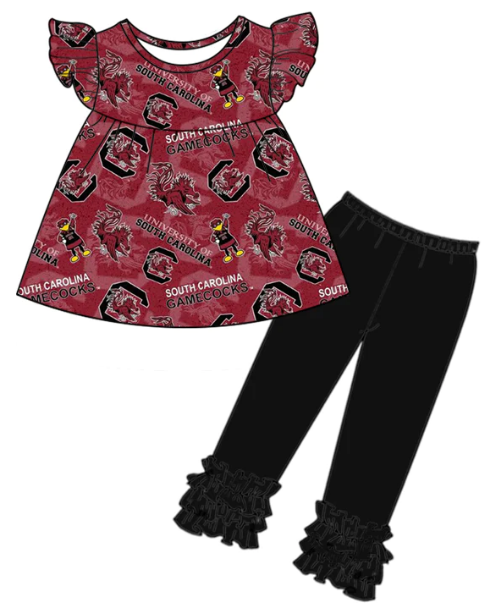 Girls custom team short sleeve pants suit