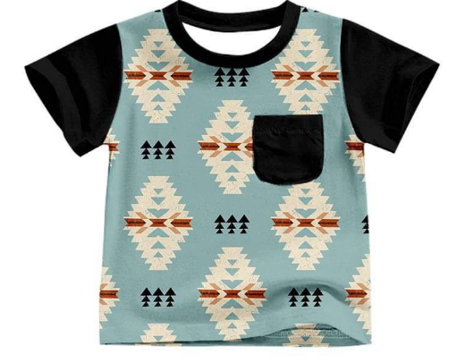 Boys Western aztec short sleeve top