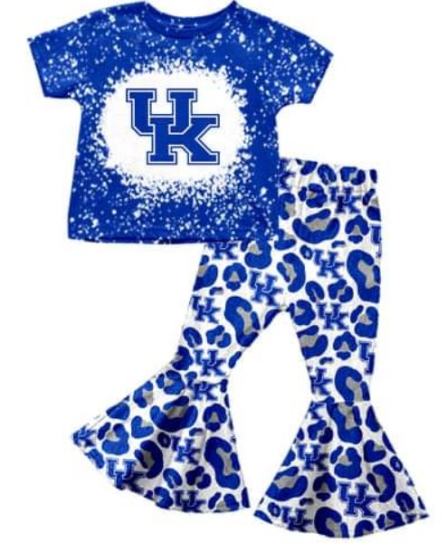 Girls team custom leopard print short sleeve pant suit