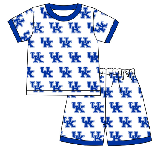 Boys team custom blue short-sleeved shorts set