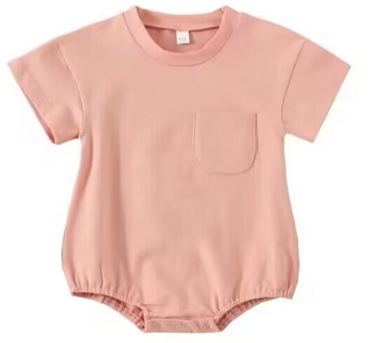 Solid pink short-sleeved onesie