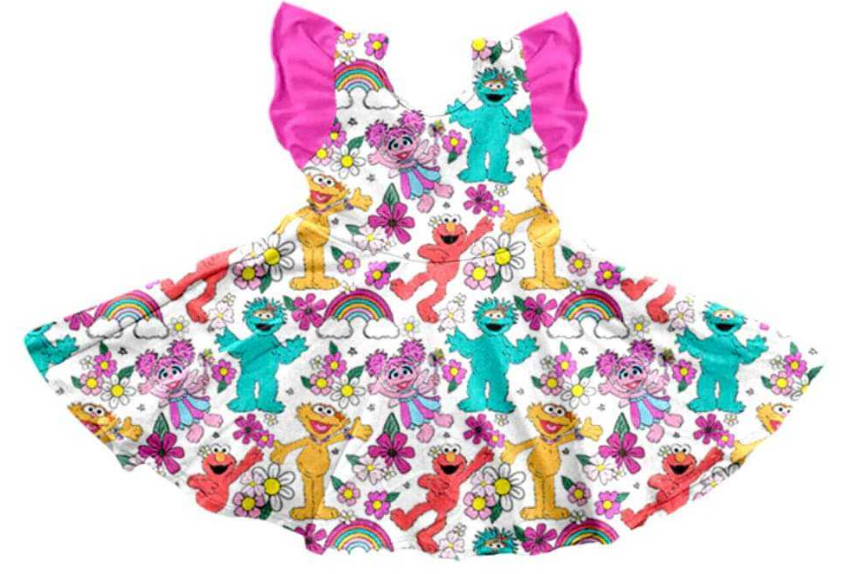 Cartoon short sleeve dress for girls