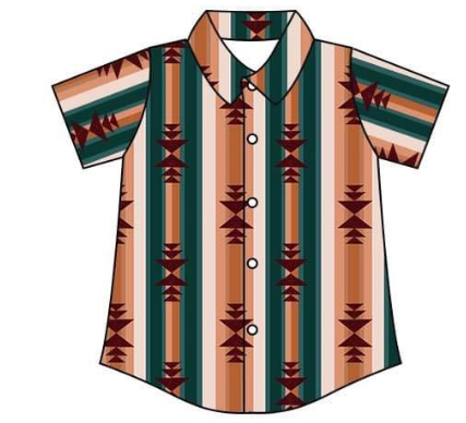 Boys Western aztec Brown short sleeve top