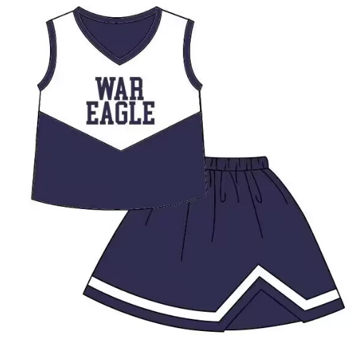 Girls team custom purplish blue sleeveless top skirt suit