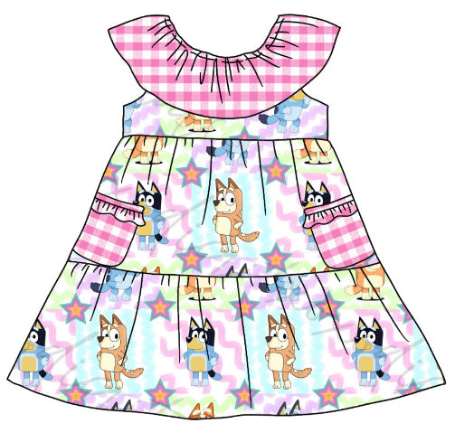 Girl cartoon dog pink dress