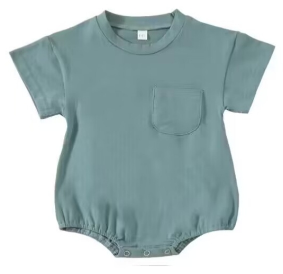 Solid green short-sleeved onesie