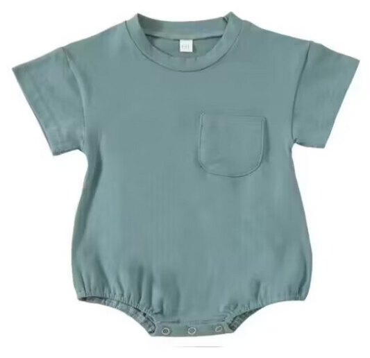 Solid green short-sleeved onesie