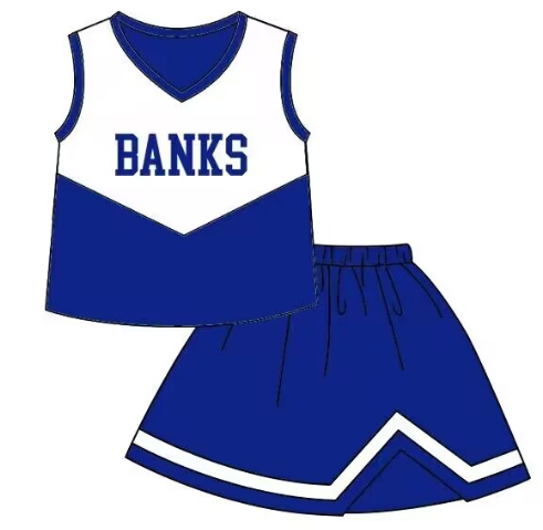 Girls team custom blue sleeveless top skirt suit