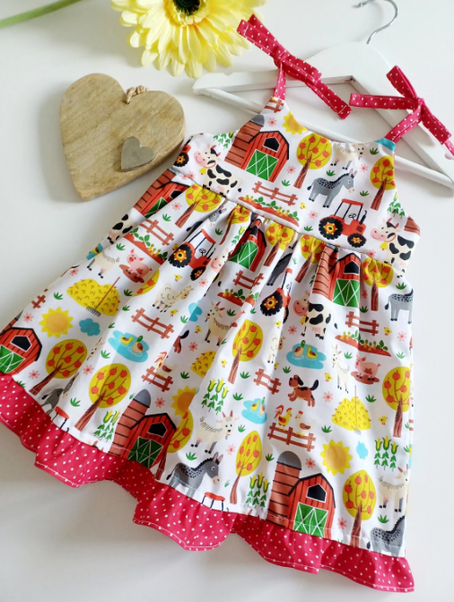 Girl pig cow horse sheep farm suspenders or dresses