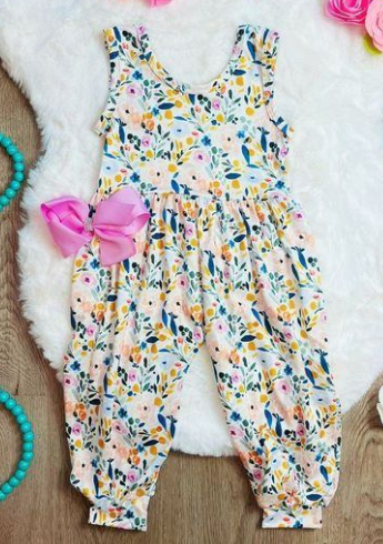 Girls flower sleeveless onesie