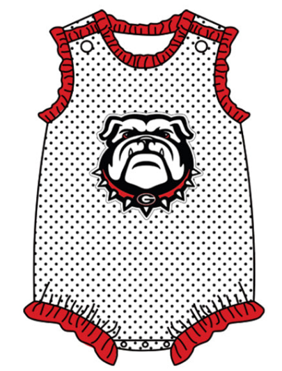 Girls custom team Polka dot red lace onesie