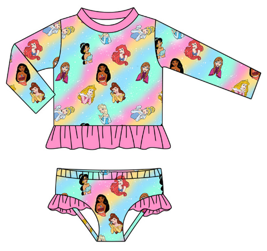 Girls cartoon color swimsuit two-piece