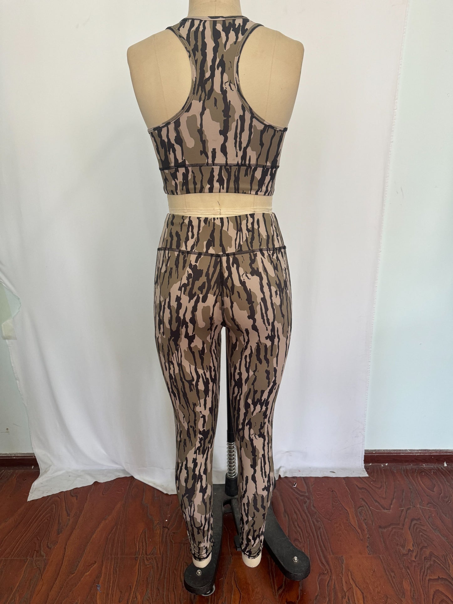 GSPO1461 Adult women's brown green camouflage sleeveless pants yoga suit