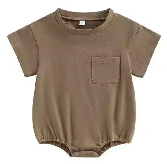Solid brown short-sleeved onesie