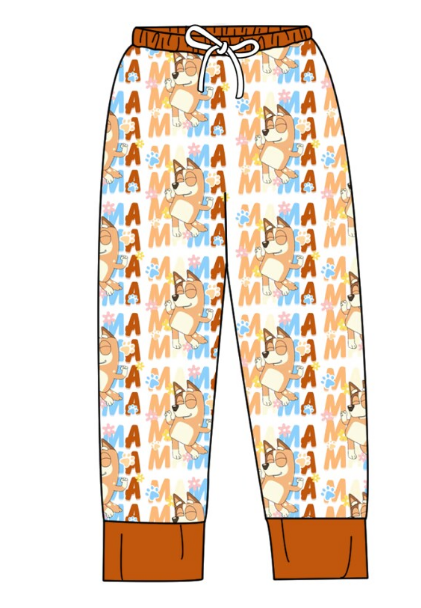 Adult Mama cartoon dog casual pants