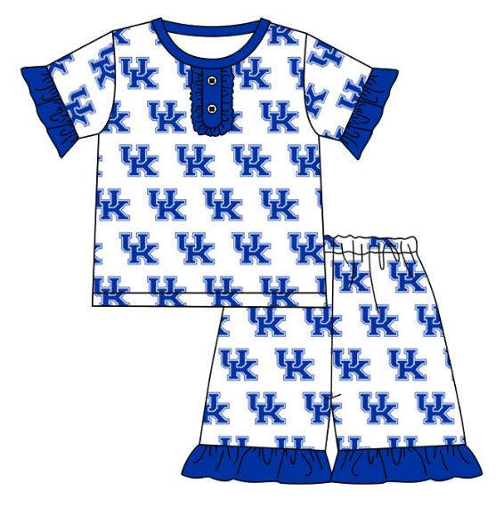 Girls team custom blue short-sleeved shorts set