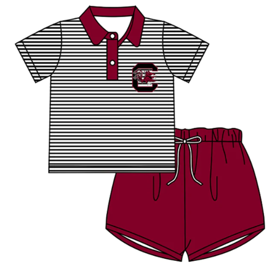 Boys custom team striped short-sleeved shorts set