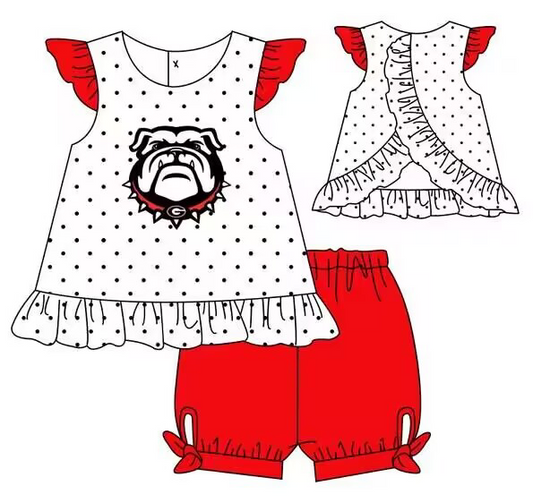 Girls team custom polka dot red short-sleeved shorts set