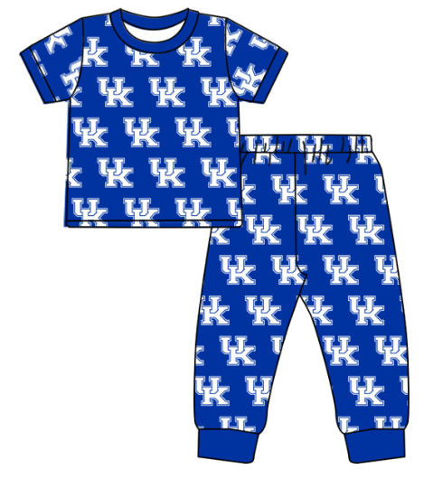 Boys team custom blue short sleeve pants suit