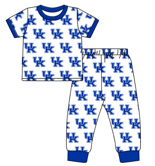 Boys team custom blue short sleeve pants suit