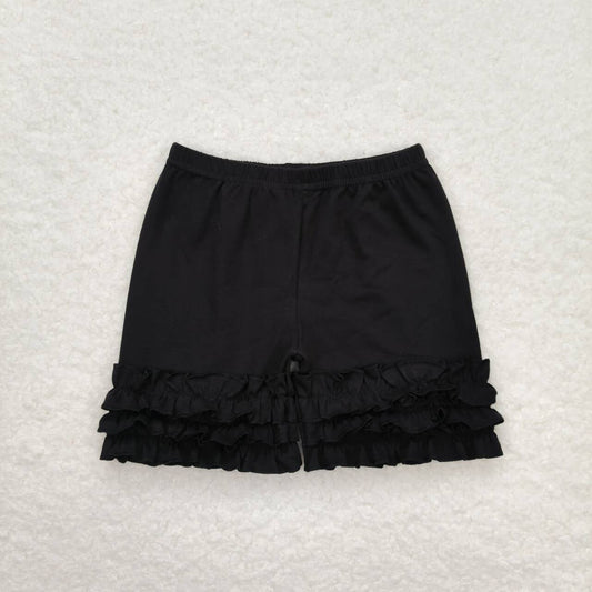 A16-3 Black Ruffle Shorts