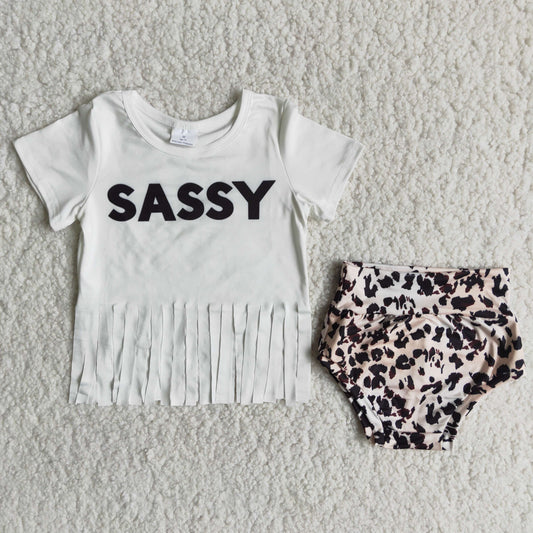 B8-10 Tassel short sleeve, leopard print thong suit