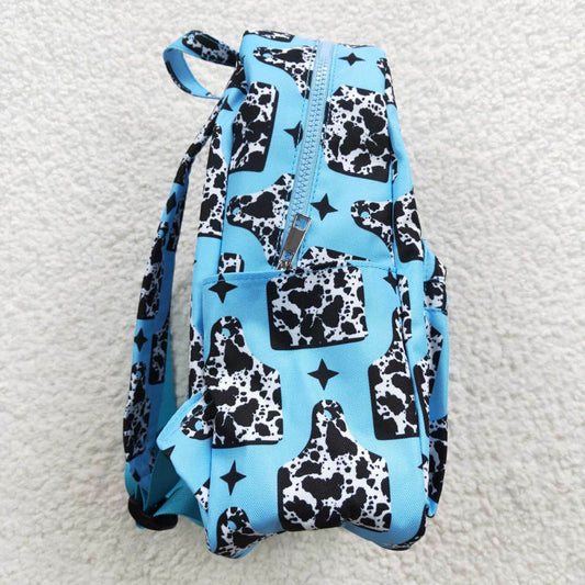 BA0056 Cow Print Backpack Blue