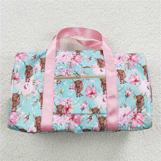 BA0084 Alpine Cow Flower light blue gym bag