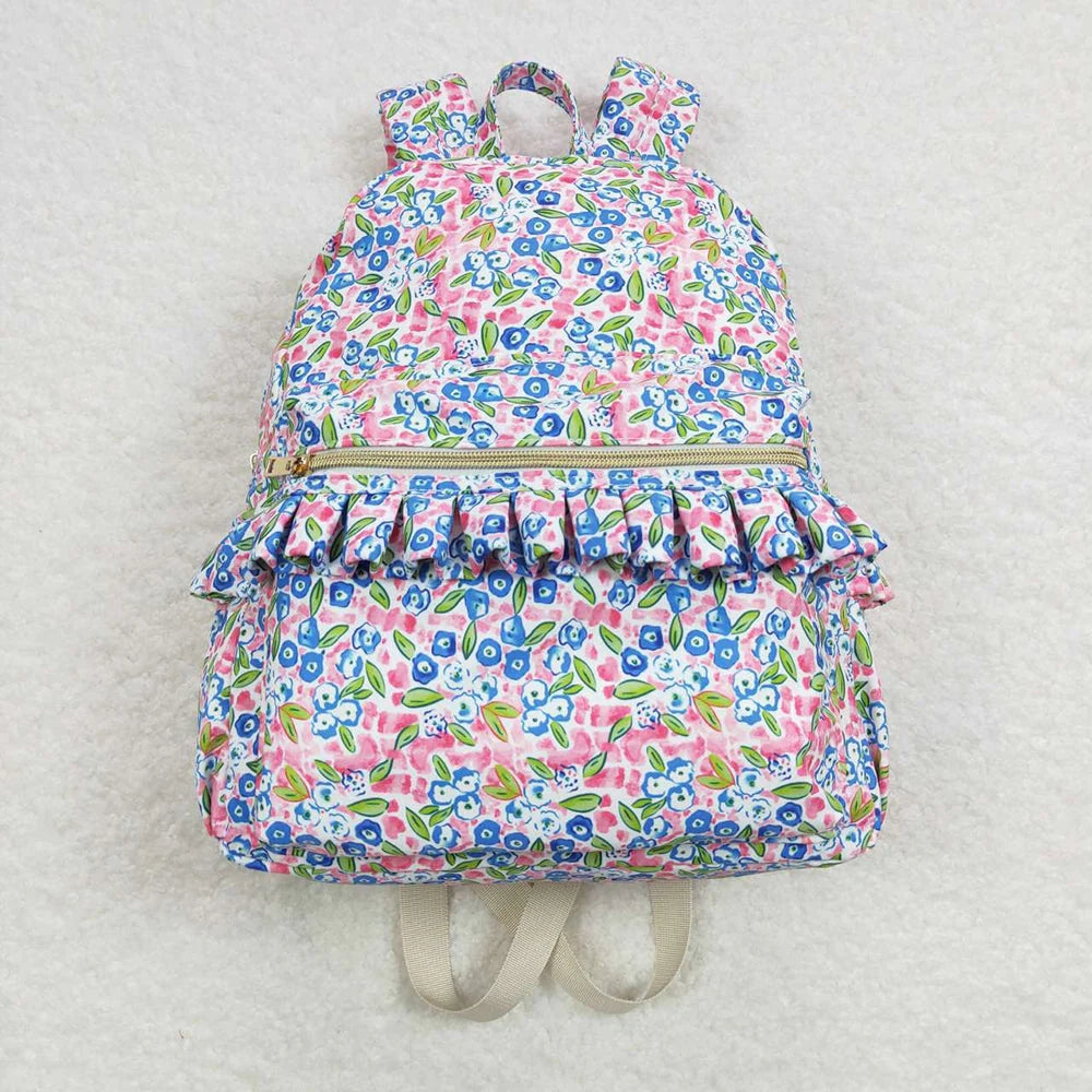 Sibling Baby Girls Floral Print Ruffle Back Bags 5.13
