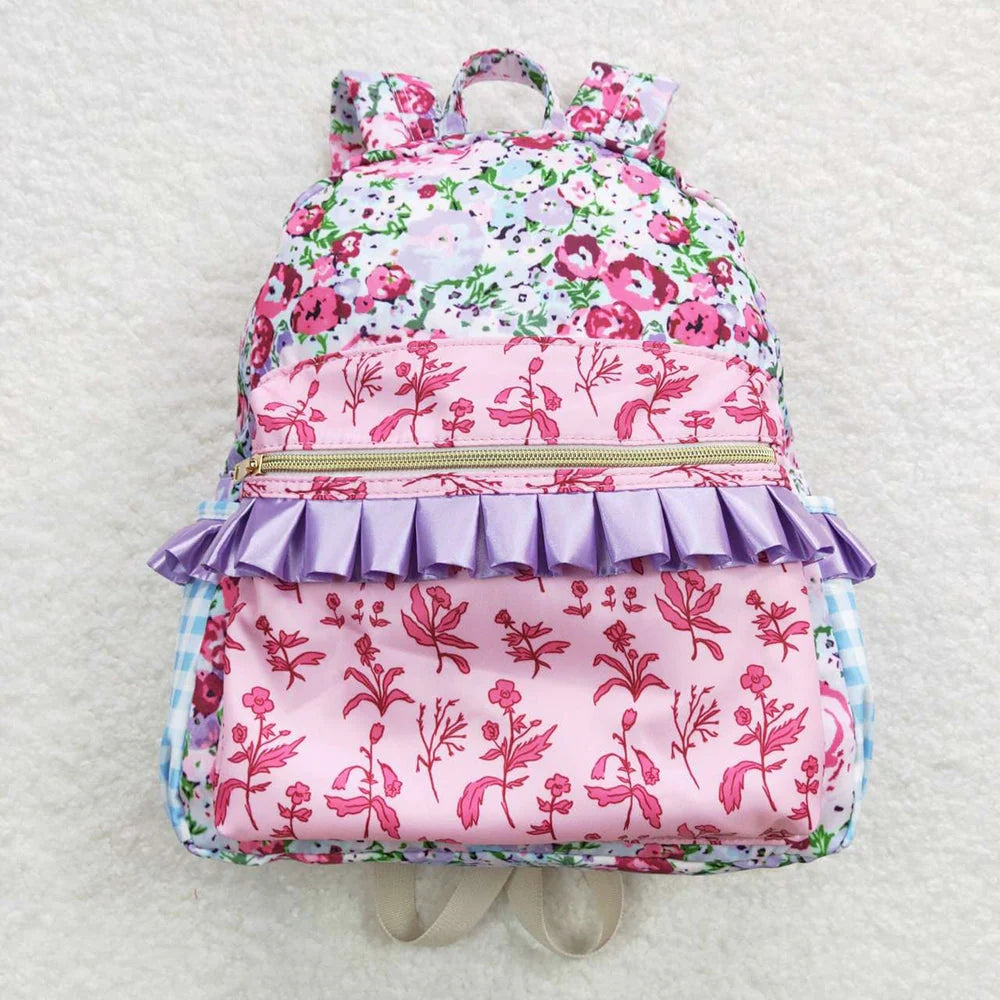 Sibling Baby Girls Floral Print Ruffle Back Bags 5.13