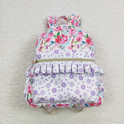 Sibling Baby Girls Floral Print Ruffle Back Bags 5.13