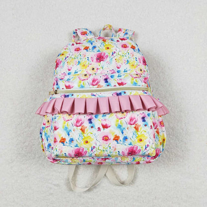 Sibling Baby Girls Floral Print Ruffle Back Bags 5.13