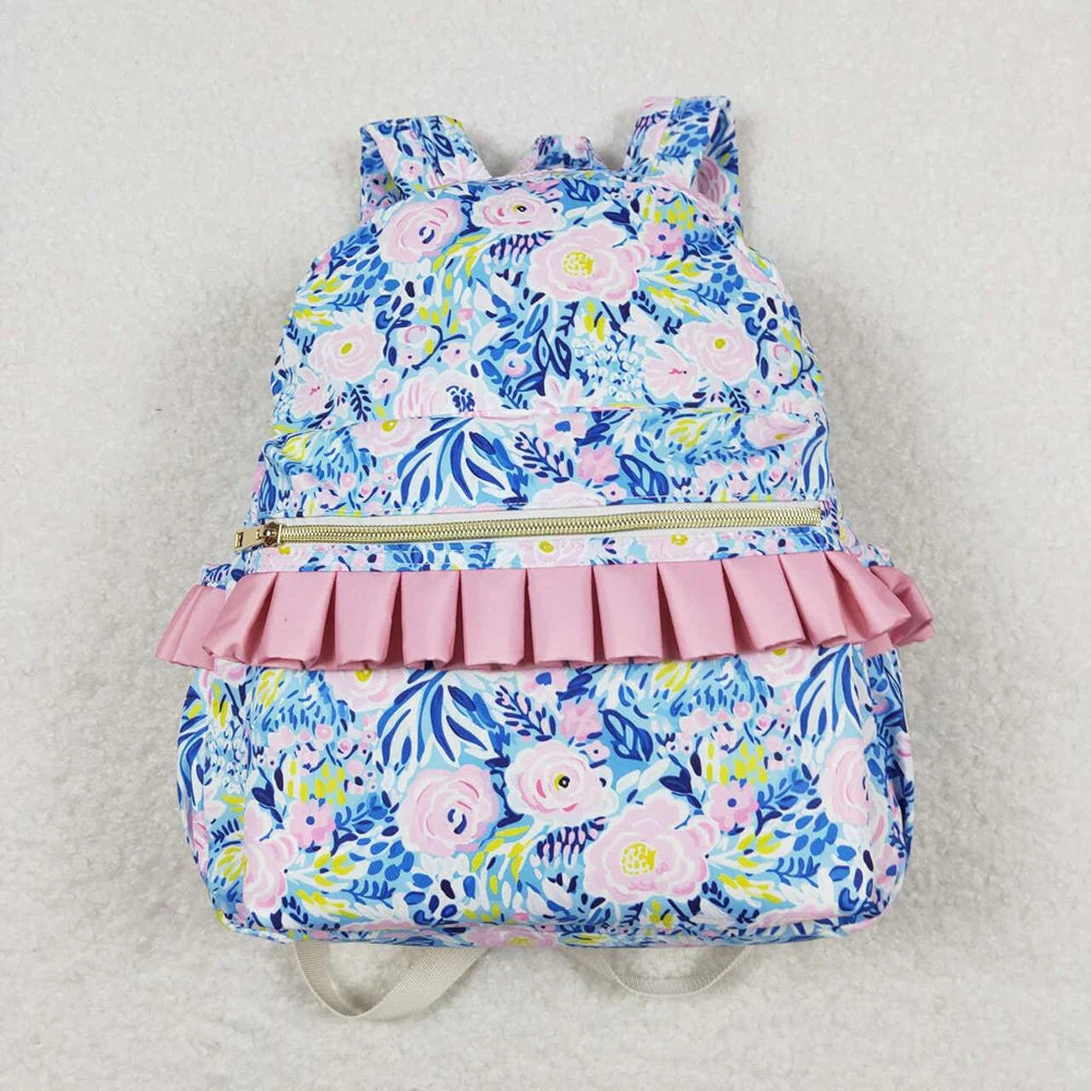 Sibling Baby Girls Floral Print Ruffle Back Bags 5.13