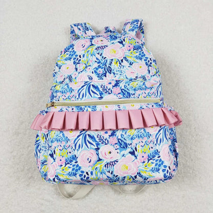 Sibling Baby Girls Floral Print Ruffle Back Bags 5.13