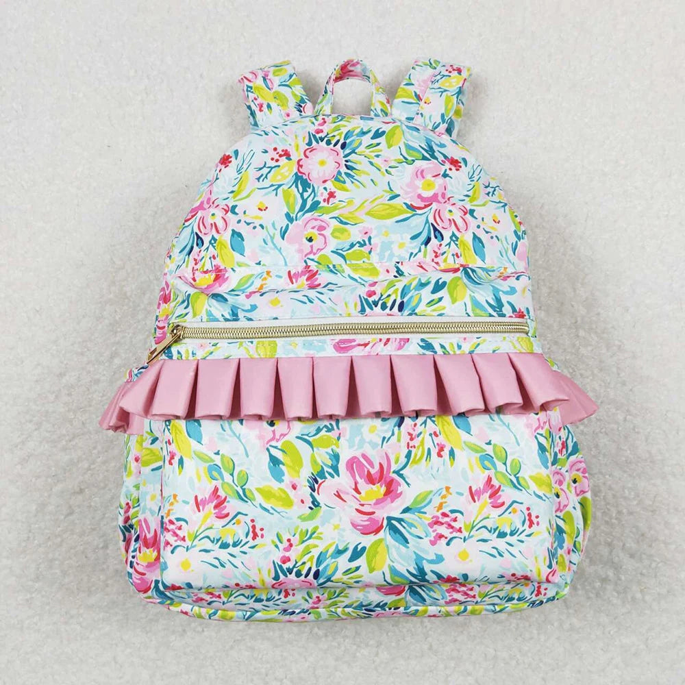 Sibling Baby Girls Floral Print Ruffle Back Bags 5.13