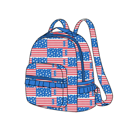 BA0177Baby Kids Girls 4th Of July Flags Backpack Back Bags Preorder