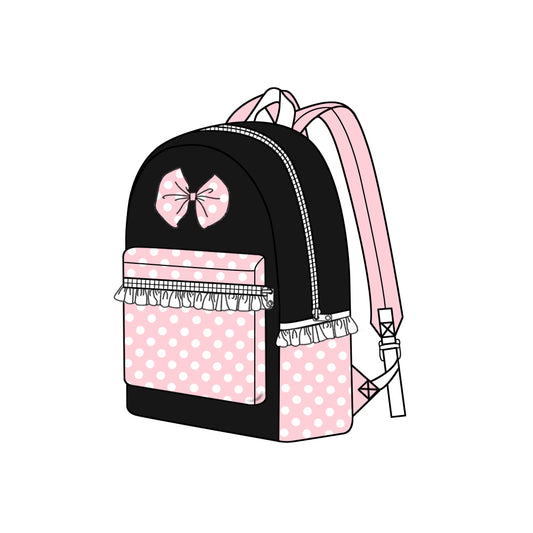 BA0183Baby Kids Girls Pink Bow Cartoon Backpack Back Bags Preorder