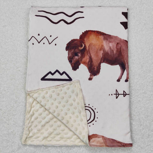 BL0068 Cow Arrow Sun Beige Baby Blanket
