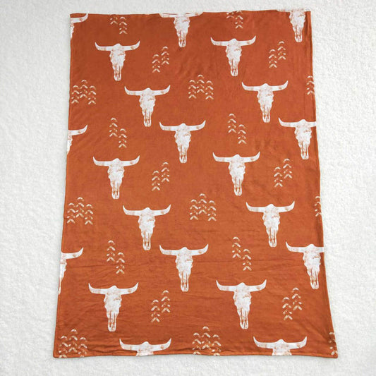 BL0070 Alpine Cow Head Arrow Orange Baby Blanket