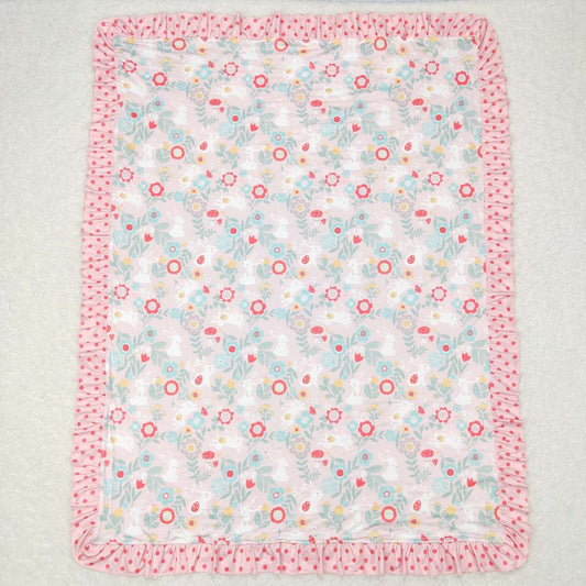 BL0082 Flower Bunny pink baby blanket