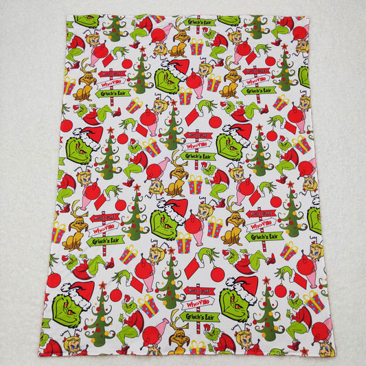 BL0085grinch cartoon red and white baby blanket