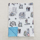 BL0092 Rabbit Animal Blue White Baby Blanket