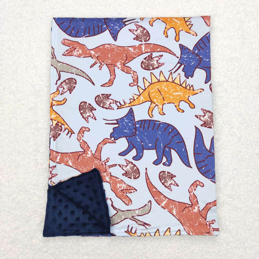 BL0099 Dinosaur Blue Baby Blanket