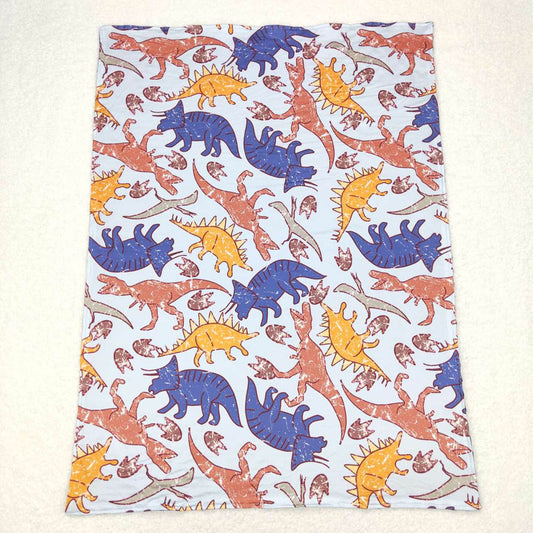BL0099 Dinosaur Blue Baby Blanket
