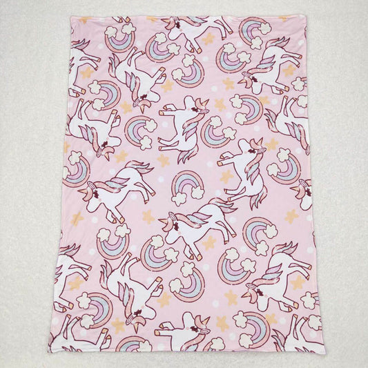 BL0100 Rainbow Unicorn Pink Purple Baby Blanket