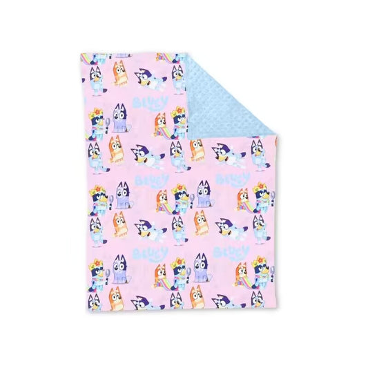 BL0130Baby Girls Pink Dogs Minky Blankets preorder
