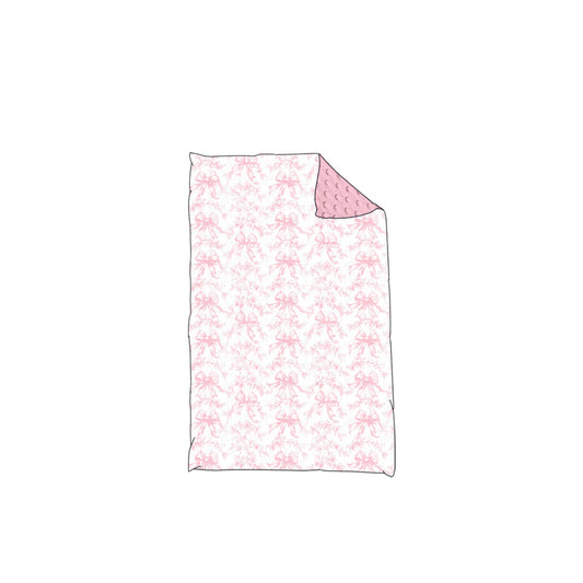 BL0194 Baby Toddler Girls Girls Pink Bows Minky Blankets preorder