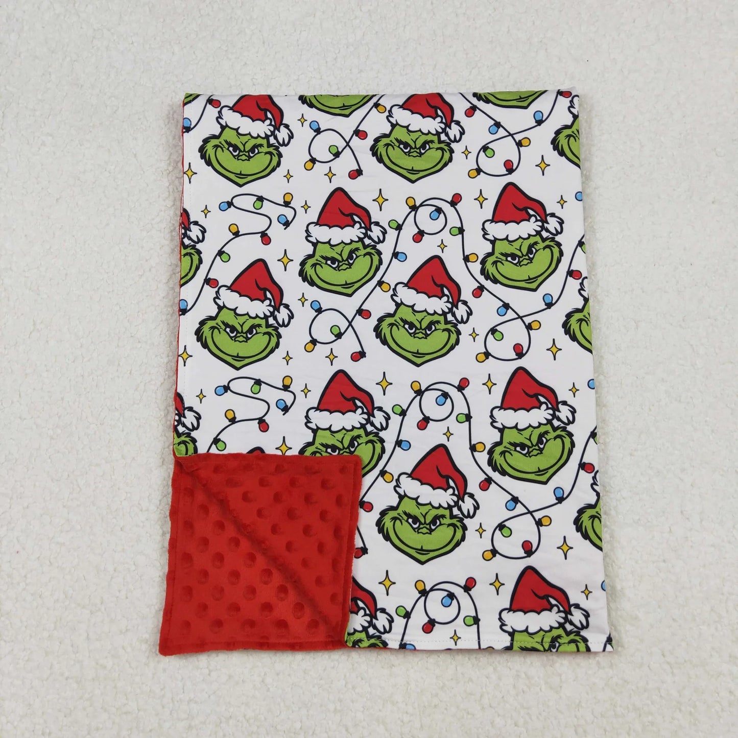 Sibling Baby Boys Green Faces Lights Christmas Pajamas Sets Zipper Footie Rompers Blankets C10.8