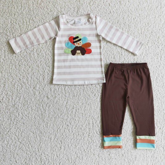 BLP0081 baby boys thanksgiving turkey pants clothing set