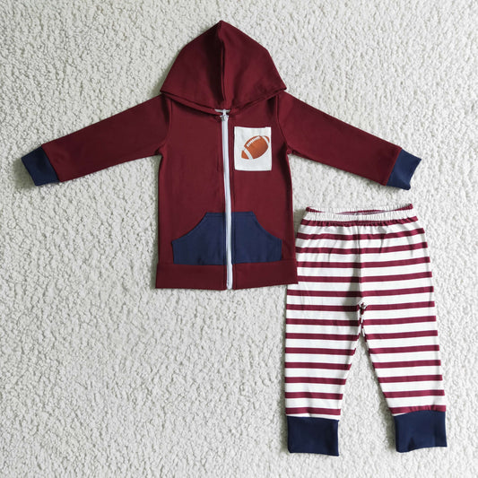 BLP0093 Baby boys Football hoodie top pants clothes set